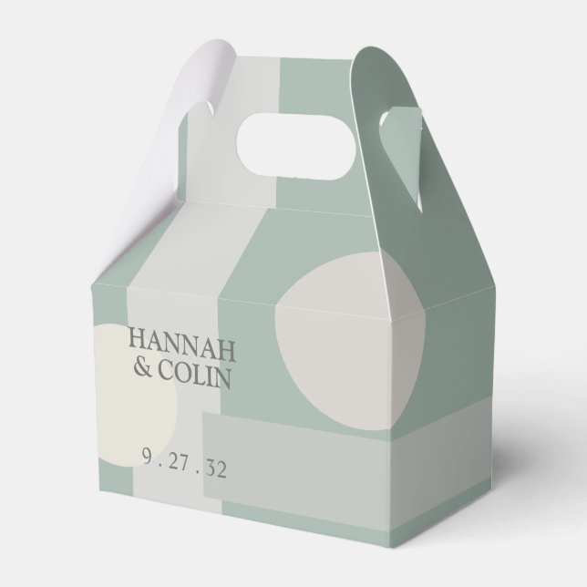 Modern Boho Geometrisk Abstrakt Grön Grå Taupe Presentaskar (Framsidan Sidan)