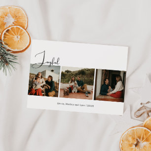 Modern Boho Glatt Tre fotojul Julkort