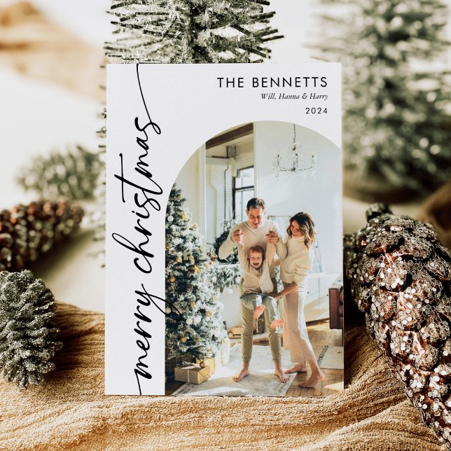 Modern Boho God jul Arch Photo Julkort (Skapare uppladdad)