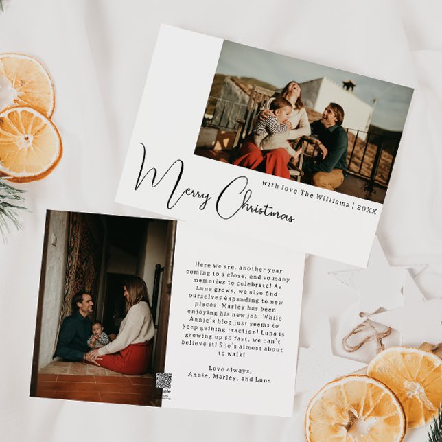 Modern Boho God jul Two Photo Julkort (Skapare uppladdad)