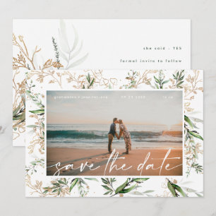 Modern Boho Golden Eucalyptus Greenery Spara Datumet