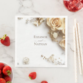 Modern Boho Golden Ro Vår sommaren Bröllop Pappersservett