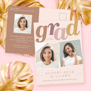 Modern Boho Grad Typography Photo Studenten Vykort