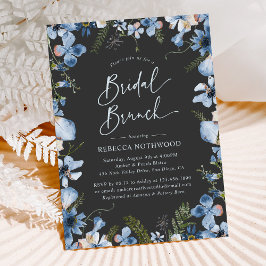Modern Boho Grått Dusty Blue Blommigt Möhippa Brun Inbjudningar