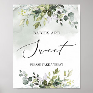 Modern boho greenery folie spädbarn är söt poster