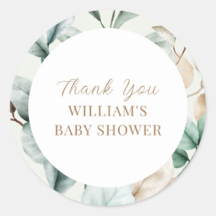 Modern Boho Greenery Löv Baby Shower Runt Klistermärke