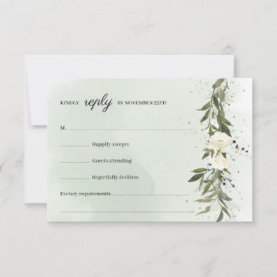 Modern Boho Greenery Olive Wandan Vit ros OSA Kort