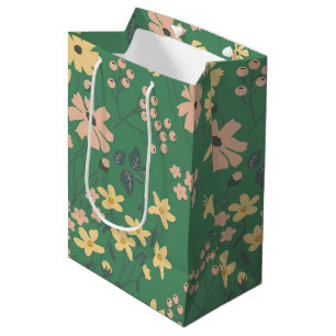 Modern Boho Grön Blommönster