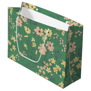 Modern Boho Grön Blommönster
