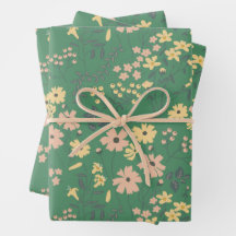 Modern Boho Grön Blommönster