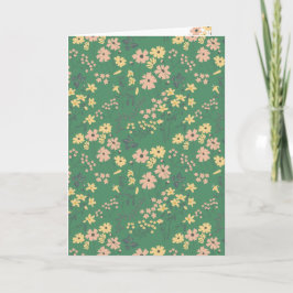 Modern Boho Grön Blommönster Kort