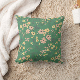 Modern Boho Grön Blommönster Kudde