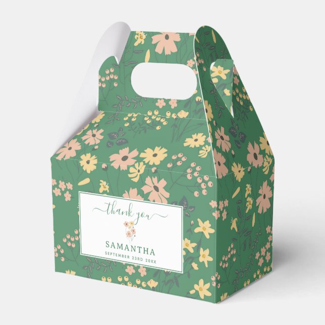 Modern Boho Grön Blommönster Presentaskar (Framsidan Sidan)