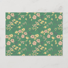 Modern Boho Grön Blommönster Vykort