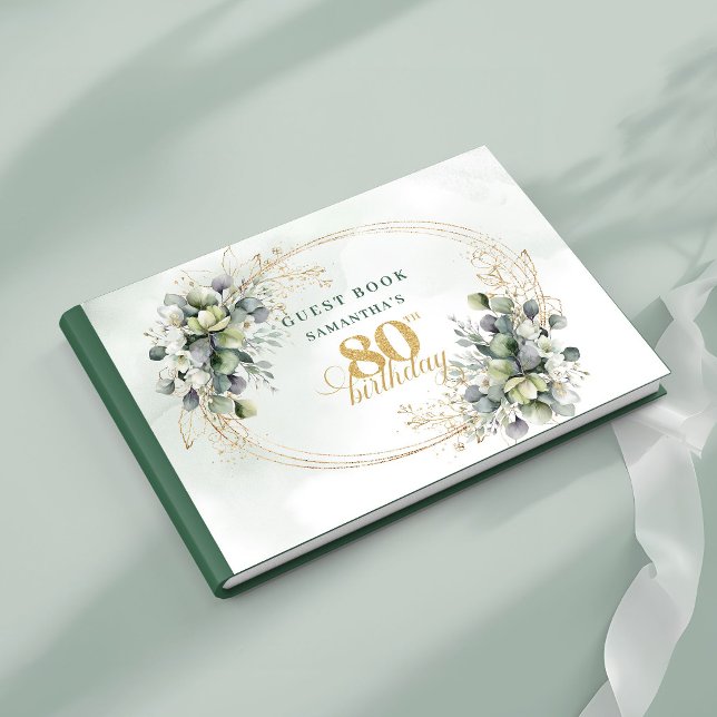 Modern Boho Grönska 80-års Gästbok (Modern Boho Greenery 80th Birthday Guest Book)