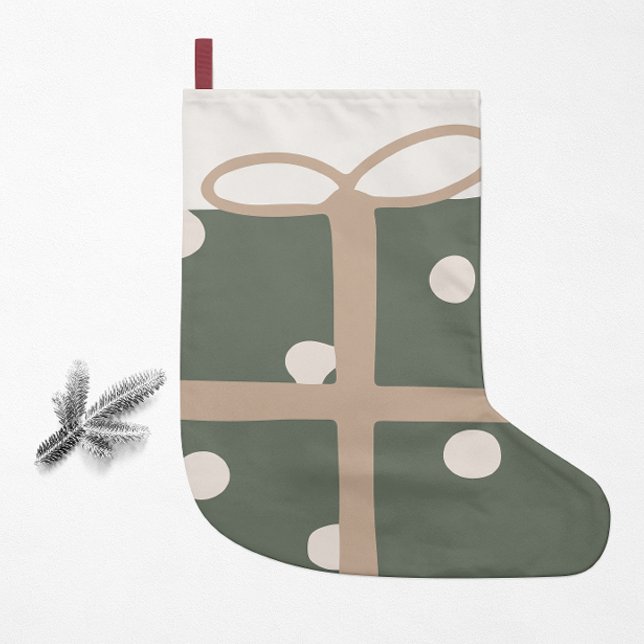 Modern Boho-Grönt - aktuell utskrift Liten Julstrumpa (Skapare uppladdad)