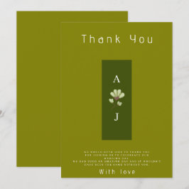 Modern Boho-Grönten Flat Bröllop - tackkort Tack Kort