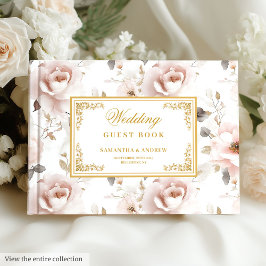 Modern boho guld bröllop gäst bok