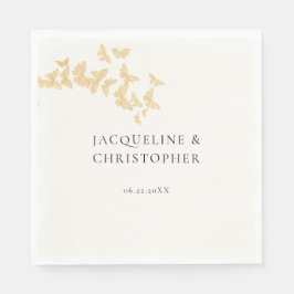 Modern Boho Guld Butterflies Romantic Bröllop Pappersservett