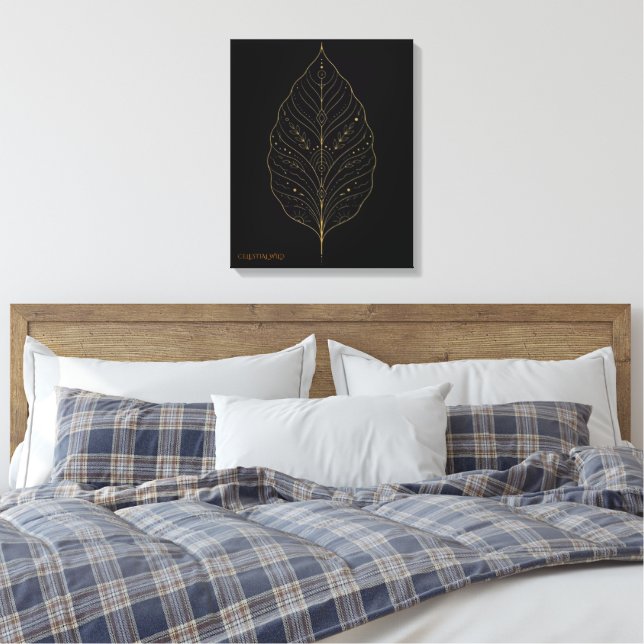 Modern Boho Guld Minimalistisk Botanisk Canvas Kon (Insitu (sovrum))