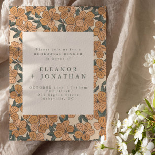 Modern Boho Gult Blommigt Rehearsal Dinner Inbjudningar