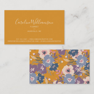 Modern Boho-Gulten Botaniska Blommigten Florist Visitkort