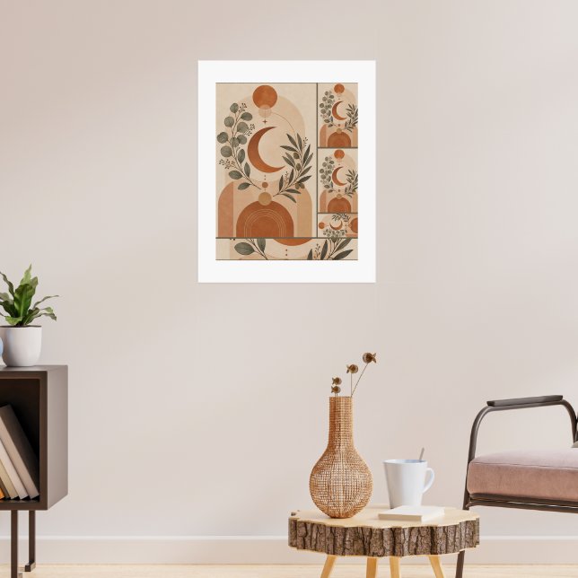 Modern Boho Halvmåne & Olivgren Poster (Vardagsrum 3)