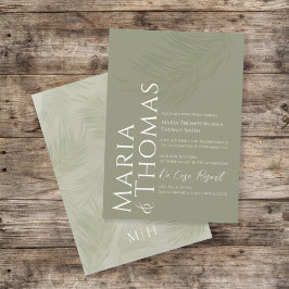 Modern Boho Handflatan Löv Botanical Tropical Grey Inbjudningar