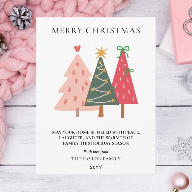 Modern Boho Handritad Whimsiskal Helg Vykort (Modern Boho Hand Drawn Whimsical Holiday Postcard
)