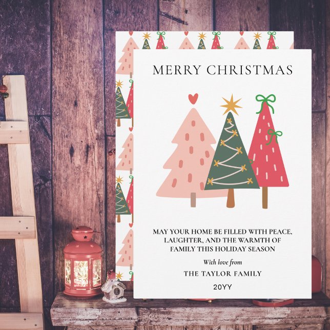 Modern Boho Handritad Whimsiskal Julkort (Modern Boho Hand Drawn Whimsical Holiday Card
)