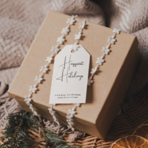 Modern Boho Happiest Helgdagars Family Gift-Märkre Presentetikett