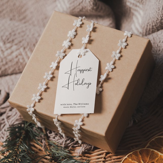 Modern Boho Happiest Helgdagars Family Gift-Märkre Presentetikett (Skapare uppladdad)
