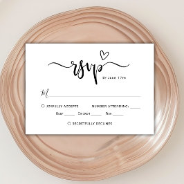 Modern Boho Heart Calligraphy Script Bröllop OSA Kort