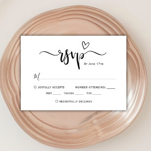 Modern Boho Heart Calligraphy Script Bröllop OSA Kort
