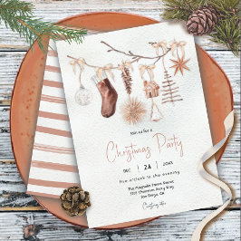 Modern Boho Helgdag jul Party Gren Inbjudningar