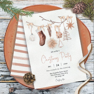 Modern Boho Helgdag jul Party Gren Inbjudningar