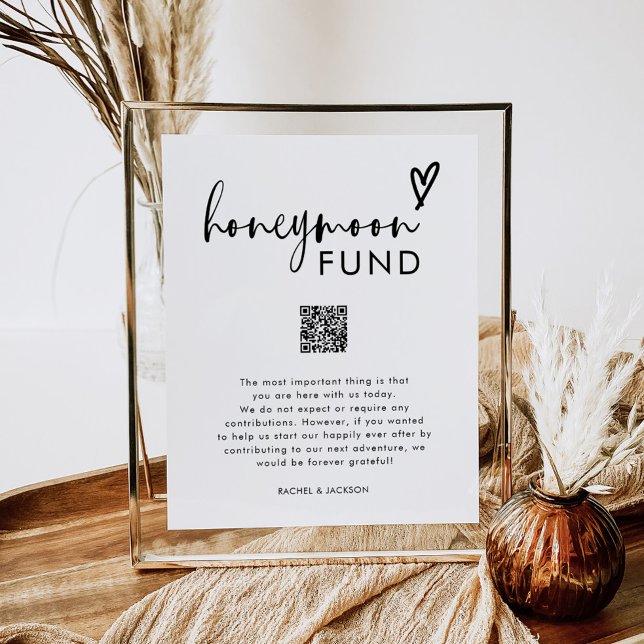 Modern Boho HoneyMånfond QR Wishing well Sign Poster (Skapare uppladdad)