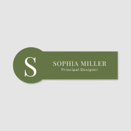 Modern Boho Inredningsdesigner Monogram Olivgrön Namnbricka