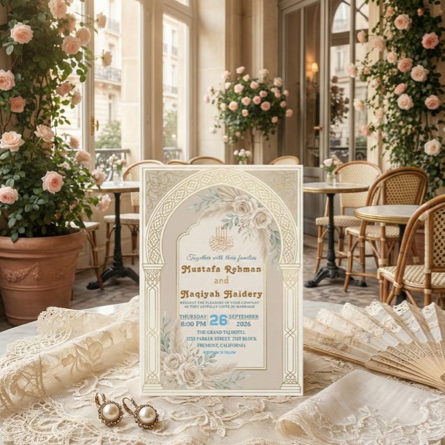 Modern Boho-islamsk Nikkah-ceremoni Inbjudningar (Skapare uppladdad)