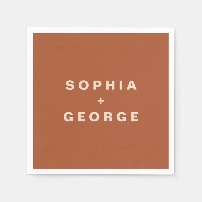 Modern Boho Jewel Earth Tone Bröllop Pappersservett (Framsidan)