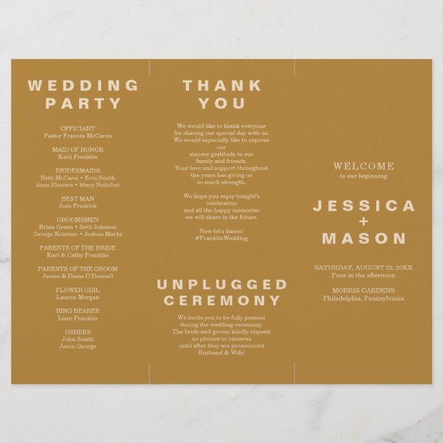 Modern Boho Jewel Earth Tone Trifold Program Flyer (Framsidan)