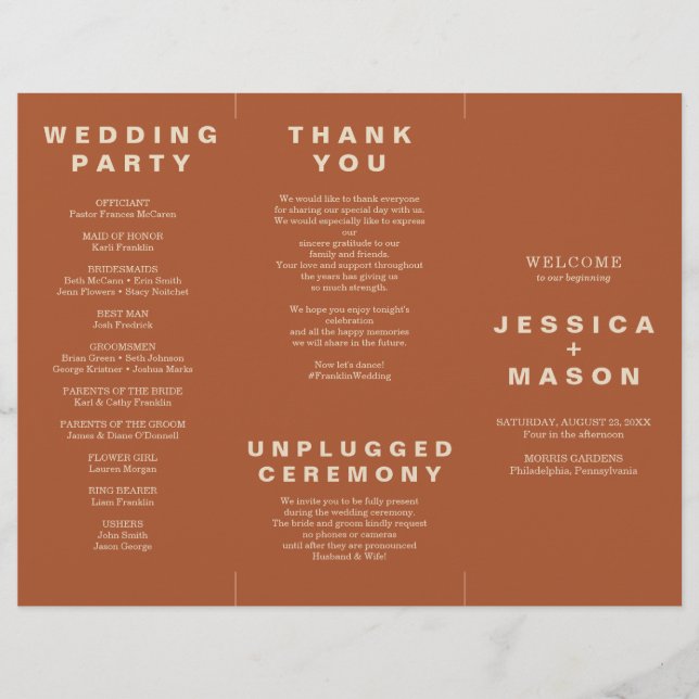 Modern Boho Jewel Earth Tone Trifold Program Flyer (Framsidan)