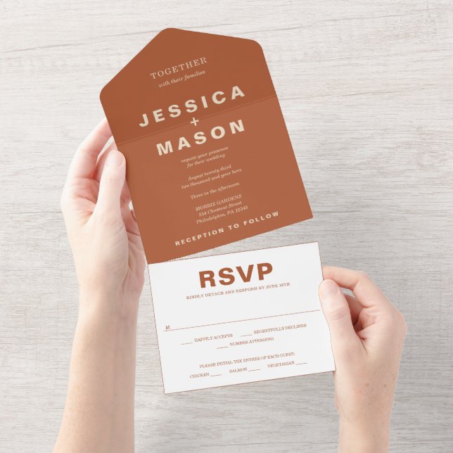 Modern Boho Jewel Earth Tone Wedding Bjuder in OSA (Tearaway)