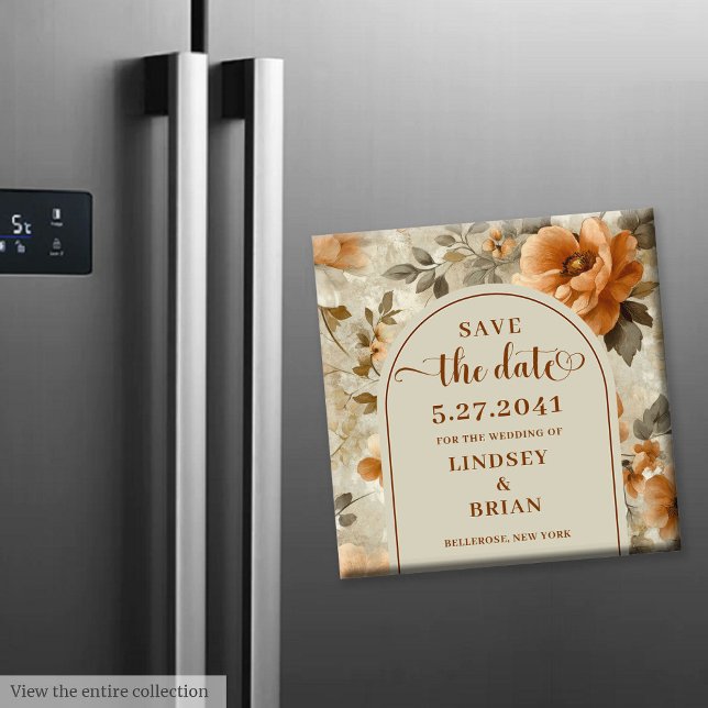 Modern Boho Jordnära Elfenben Salvia Blommig Spara Magnet (Modern Boho Earthy Ivory Sage Floral Save the Date)