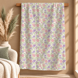 Modern Boho Jordton Färg Blommor Rost Salvia Filta Fleecefilt