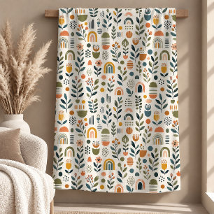 Modern Boho Jordton Rainbow Blomma Filta Fleecefilt