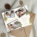 Modern Boho jul 3 Photo Collage Gräs Träd Helg Vykort<br><div class="desc">Välkomna dina vänner och kära en helgdag av fred, glädje och glädje med det här moderna eleganten boho-kortet för julhälsning med tre vackra foton av din familj i ett ovanligt kollage som märks med handmålat vattenfärg gräs träd. (Placeringsbilderna kommer från Pexels som fotograferats av Ketut Subiyanto och är endast avsedda...</div>