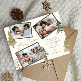 Modern Boho jul 3 Photo Collage Gräs Träd Helg Vykort