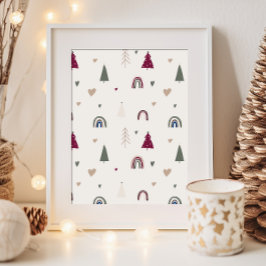Modern Boho jul Beige Wall Art-utskrift Poster