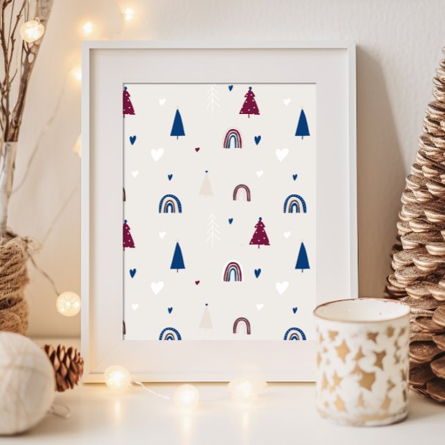 Modern Boho jul Blue & Beige Wall Art Skriv ut Poster (Skapare uppladdad)